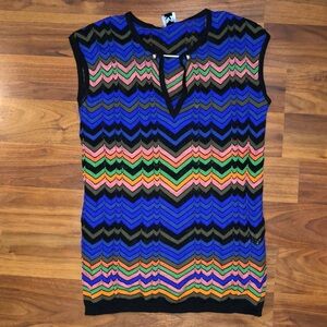 Chevron Knit Sleeveless Top - Blue Multi